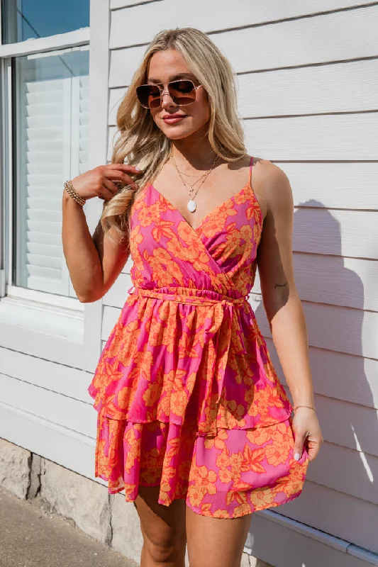 Erase The Past Pink and Orange Floral Mini Dress FINAL SALE