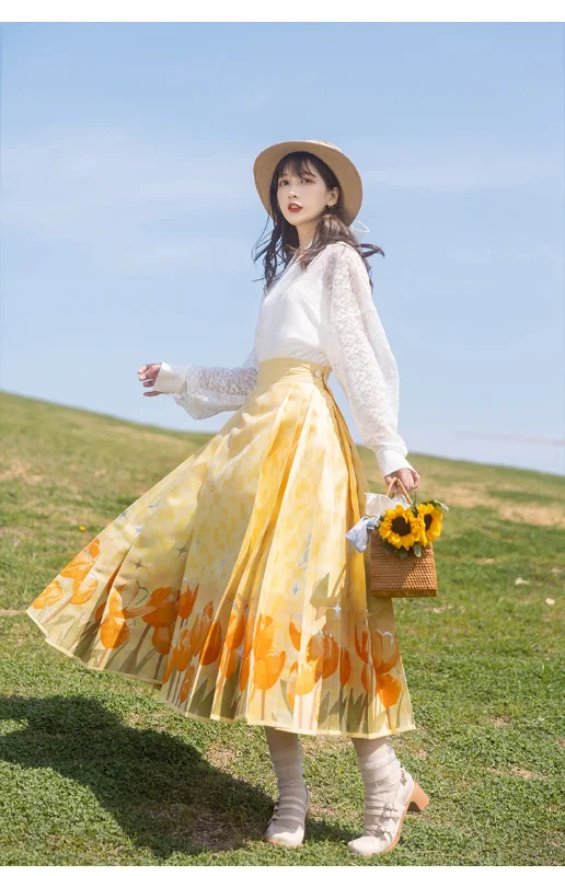 Chixia~Tulipfruit~Han Lolita Improved HanFu Horse-faced Skirt Dress