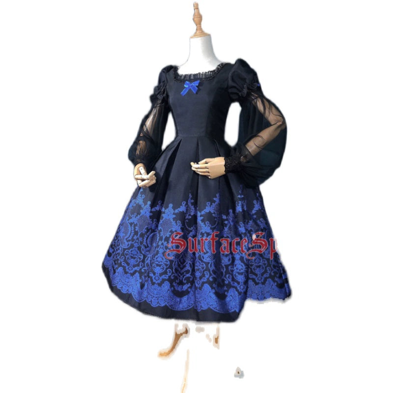 (BFM)Surface Spell~Nocturne~Custom Gothic Lolita Dress Brocade Puff Sleeve Dress