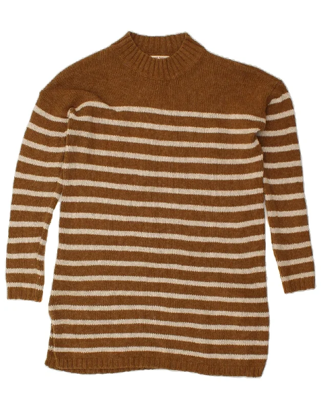 FAT FACE Womens Loose Fit Jumper Dress UK 10 Small Brown Striped Cotton
