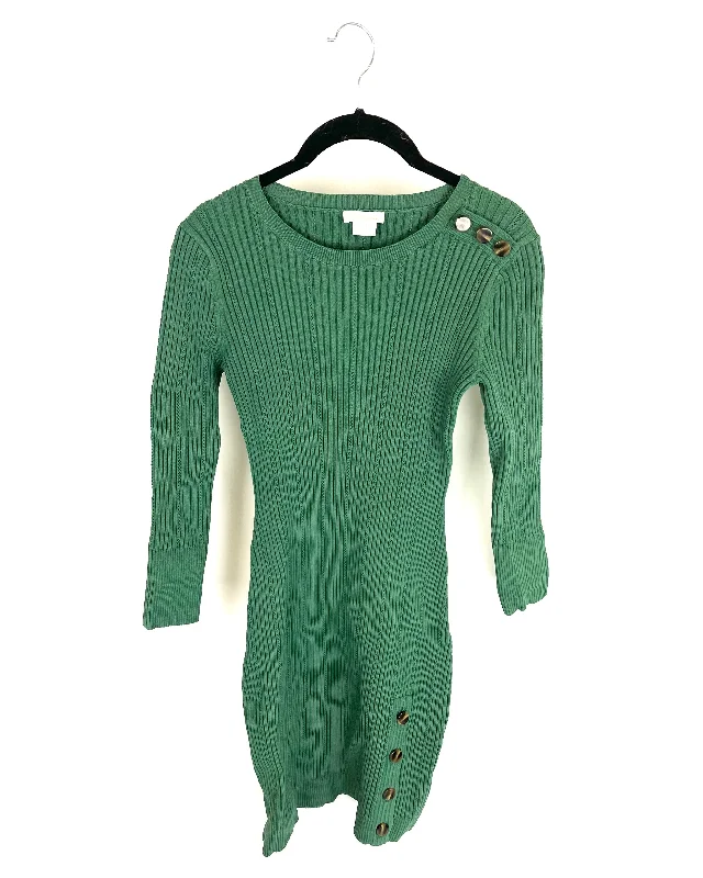 Green Ribbed Dress - Size 6