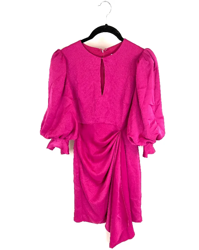 Magenta Puff Sleeve Dress - Size 4/6