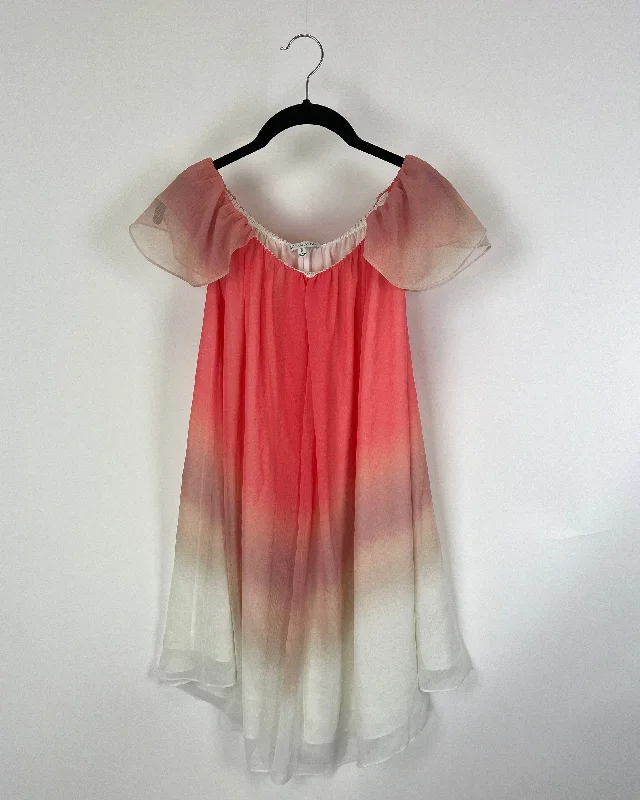 Peach to White Ombre Dress - Small