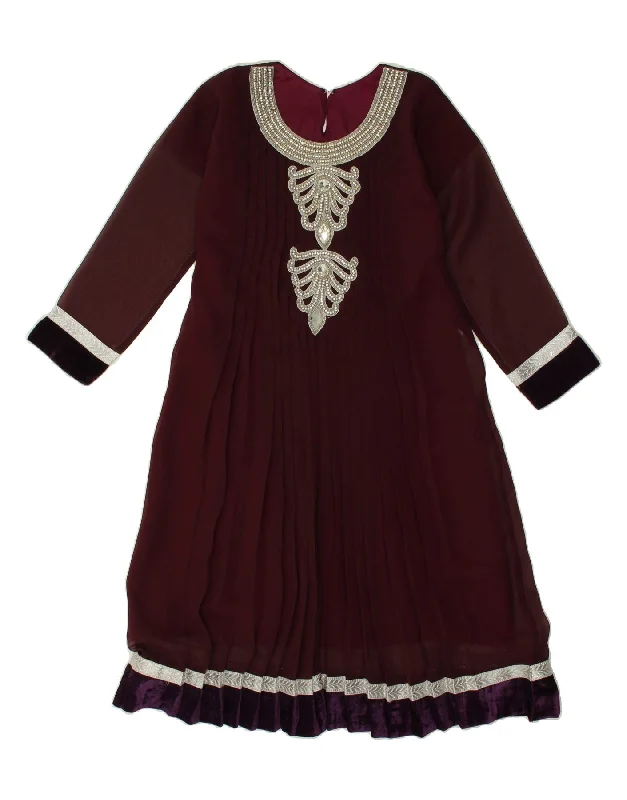 VINTAGE Womens 3/4 Sleeve Sheath Dress UK 8 Small Maroon