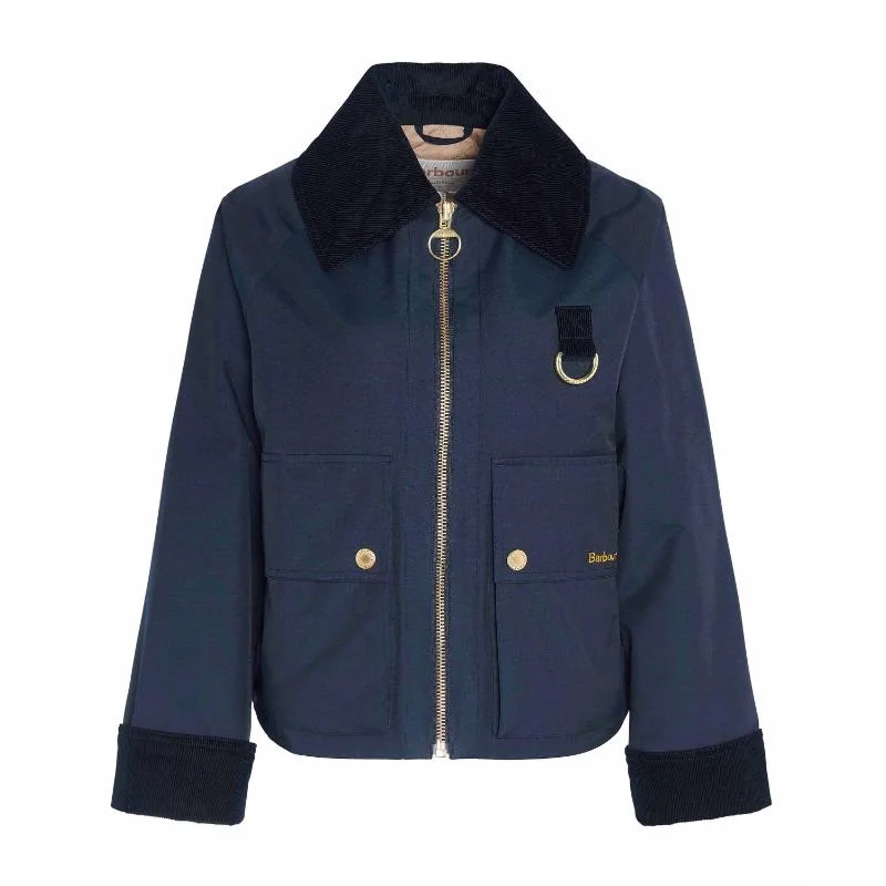 Barbour Nora Casual Ladies Jacket - Dark Navy/Military Brown/Dark Navy Classic Riding Jacket