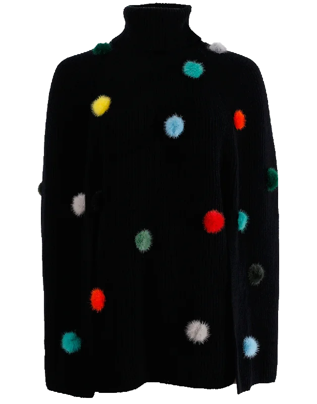 Knit Pom Cape Oversized Jacket Tailored Jacket Straight Jacket