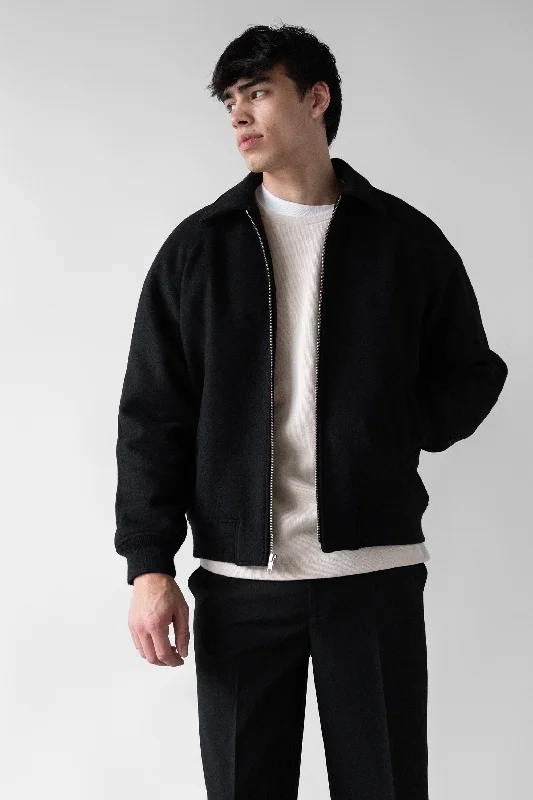 WOOL BLEND BOMBER JACKET Thick Layered Jacket
