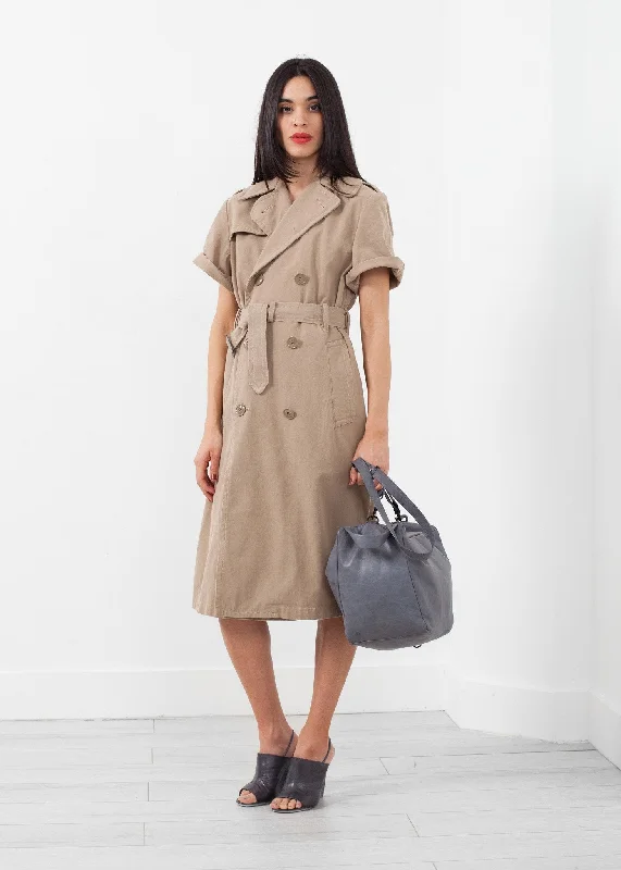 Rolled Sleeve Trenchcoat Wool Fabric Cashmere Fabric Tweed Fabric