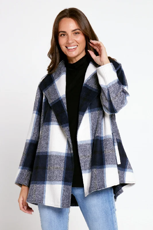 Madison Plaid Coat - Ink Check Belted Wool Overcoat