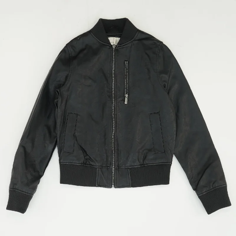 Black Faux Leather Jacket Cuffed Rolled Raglan