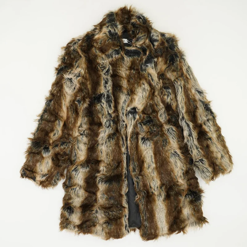 Multi Color Faux Fur Coat Blouse Shirt Tunic