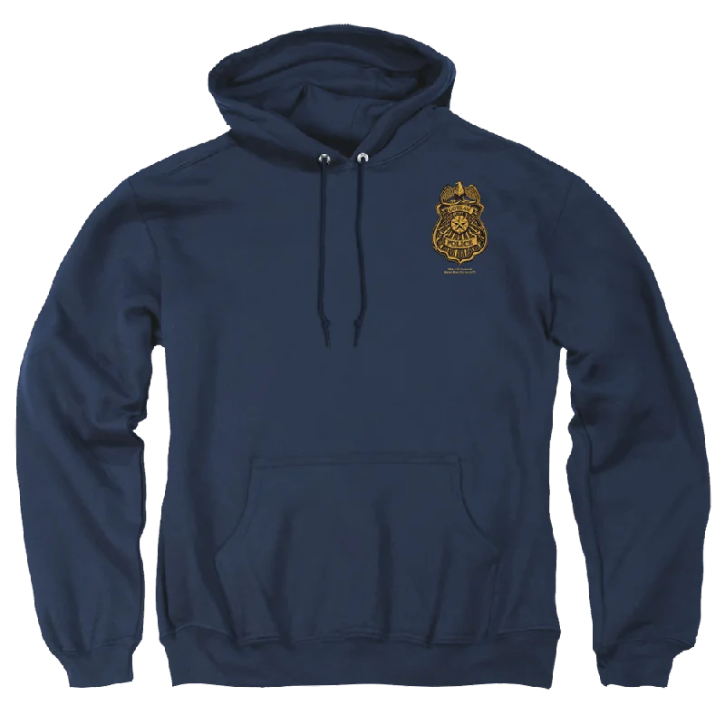 Batman - Arkham Gotham Badge - Pullover Hoodie Hoodie with Snap Buttons Easy Quick
