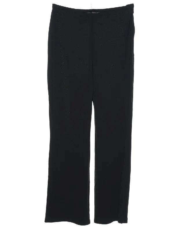 Black Flared Leg Trousers - W28 L30 Trendy Printed Leggings