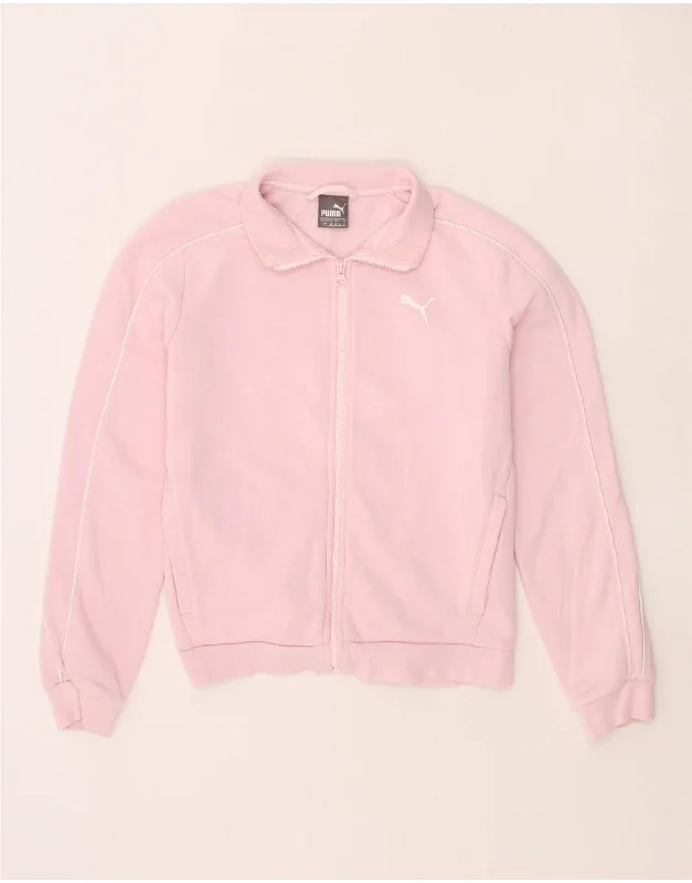 PUMA Womens Graphic Tracksuit Top Jacket UK 10 Small Pink Cotton Plus Size Women's Coat