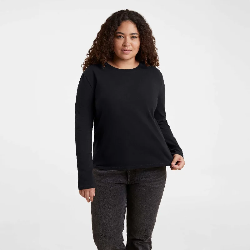 Vintage Cotton Long Sleeve Everyday T-Shirt | Black